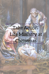 take action life ministry at Christmas pin
