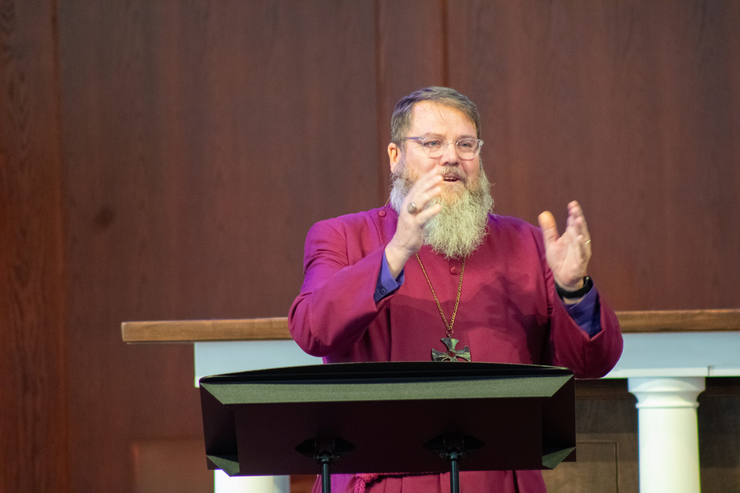 Bishop Eric Menees preaching a sermon