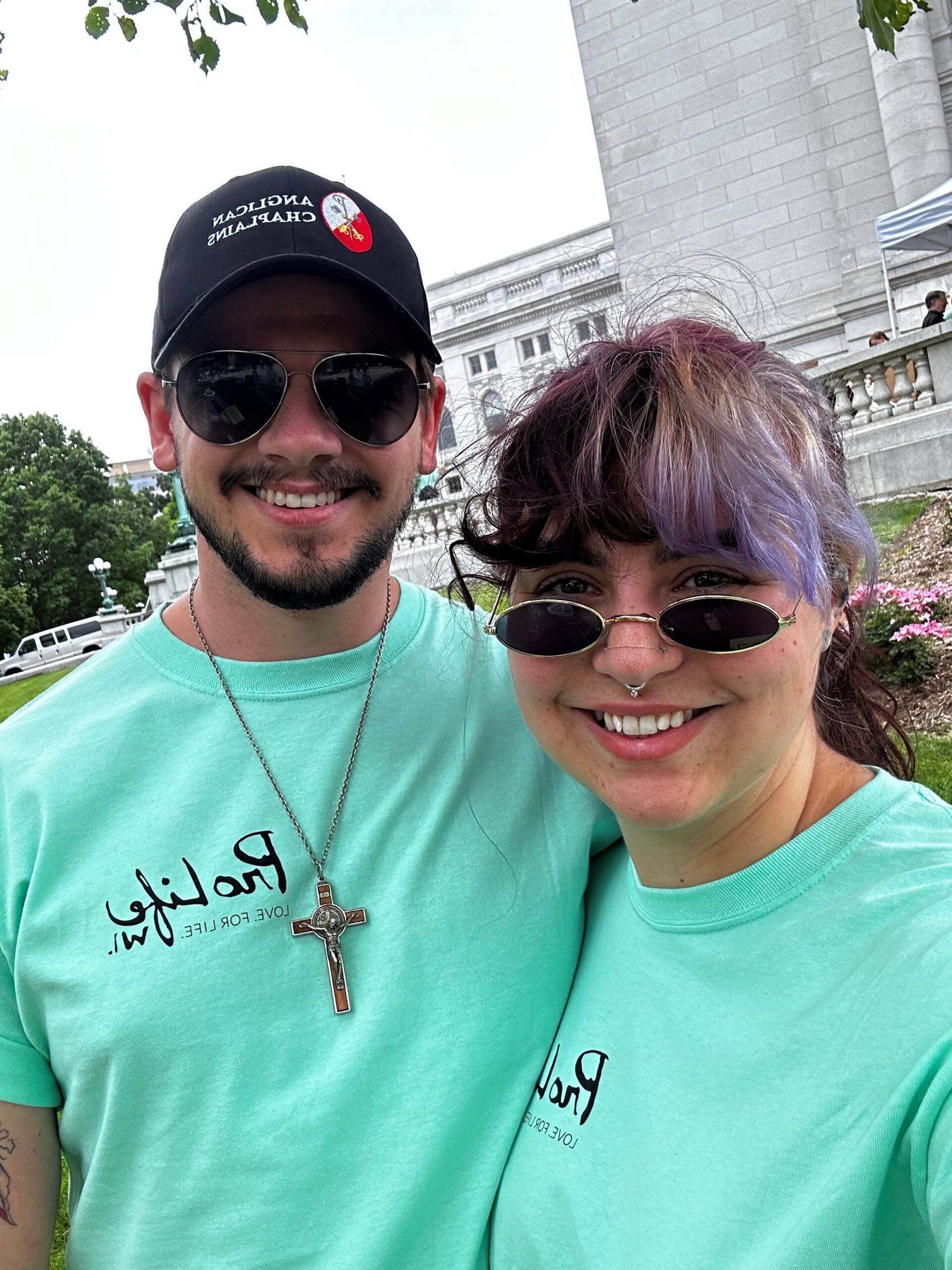 Deacon Leighton Rider with his wife at an outdoor Life-Affirming event.