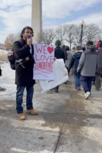 Thomas speaking at the March for Life 2025.